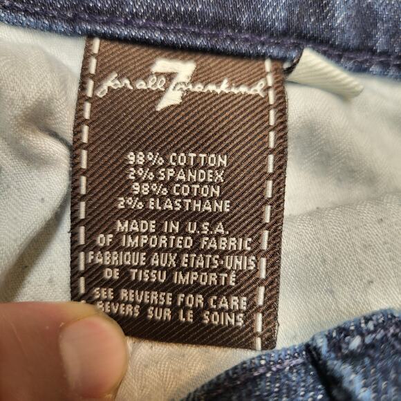 7 For All Mankind Jeans Womans 31 Blue High Waist Boot Cut Distressed Denim - Picture 5 of 12